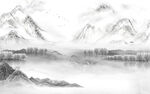 客厅高端山水墙画 TIF分层