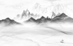 最新灰色山水框画 文件分层 