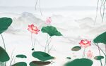 荷花新中式背景墙
