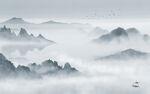新中式山水客厅背景 tif分层