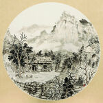 国画山村小院