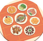 年夜饭美食插画