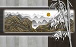 新中式格栅背景墙
