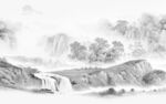 人气 背景墙灰山水 TIF分层