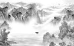 爆款山水电视背景 tif分层