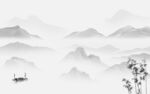 中国风灰色意境山水 TIF分层
