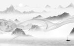新中式灰色客厅山水 TIF分层