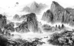 高清 灰色客厅山水 TIF分层