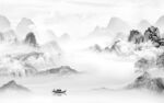 客厅灰色山水背景 tif分层