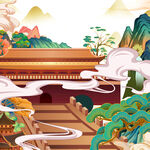 山脉国潮植物元素