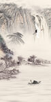 中国风玄关背景山水 文件分层 