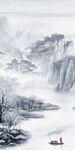 蓝色新玄关山水画 TIF分层