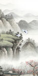 国画简约山水玄关 tif分层