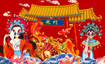 国潮火锅餐厅背景墙