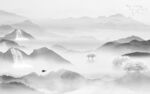 人气 中式灰色山水 分层TIF