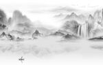 高清 灰色爆款山水 分层TIF