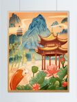 中国风国潮杭州西湖雷峰塔建筑