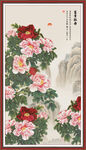 牡丹玄关壁画