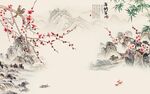 最新山水墙画 TIF分层图