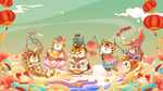 国风虎年插画新年吉祥海报