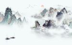 简约客厅背景山水 tif分层