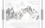 晶瓷画抽象水墨山水风景画