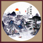 迎客松山水画