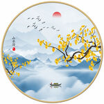 山水花鸟圆形装饰画