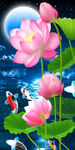 中式荷花九鱼图玄关
