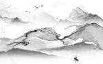 线条背景中式山水 tif分层