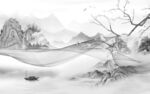 灰色 客厅意境山水 tif分层