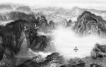 国画 灰色极简山水 TIF分层