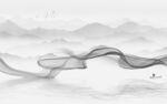 新款灰色山水墙画 TIF分层