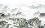 客厅山水中式背景 tif分层