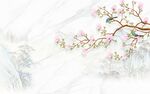 爵士白客厅山水墙画 TIF分层