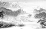 中式 灰色背景山水 tif分层