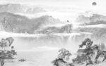 大气灰色背景山水 tif分层