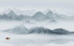 新中式山水客厅背景 tif分层