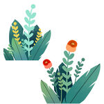 花 卡通插画 元素 绿色植物