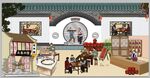 饭店餐厅背景墙壁画