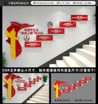 五个必由之路党建楼梯文化墙