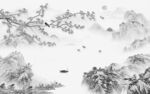 客厅风景灰色山水 tif分层