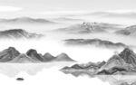 高档风景灰色山水 tif分层
