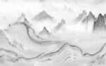 石纹意境灰色山水 tif分层