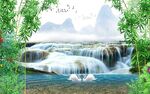 风景壁画流水生财装饰画