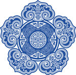 五福临门青花瓷珐琅