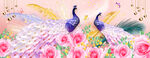 现代简约轻奢羽毛花卉孔雀装饰画