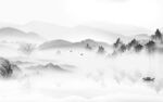 水墨背景墙山水画 tif分层