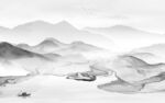 新中式最新山水墙画 tif分层