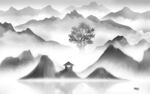 爆款灰色高雅山水 TIF分层